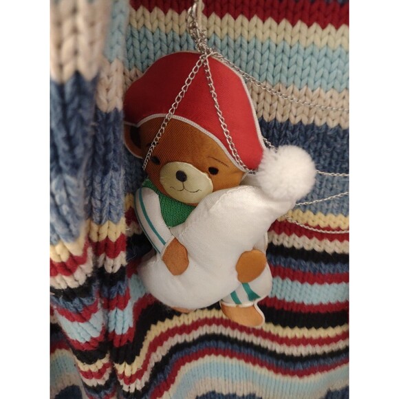 Vintage Liz Claiborne Women Large Ugly Christmas Sweater Tinsel Ornaments - Picture 4 of 15